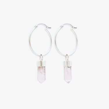 Rose Quartz Point Hoop Earrings