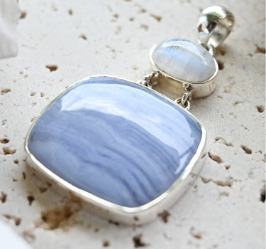 Blue Lace Agate Pendant - One of a Kind