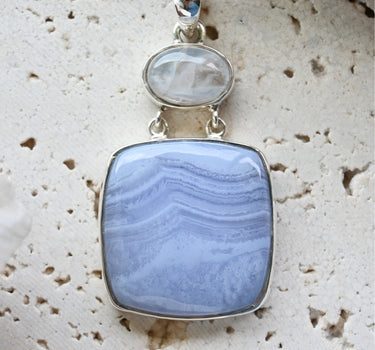 Blue Lace Agate Pendant - One of a Kind