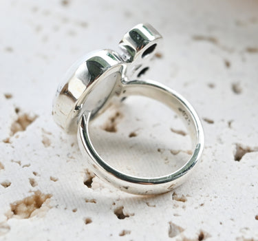 Dendritic Agate and Black Tourmaline Ring - One of a Kind