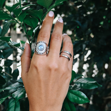 Sunflower Moonstone Ring