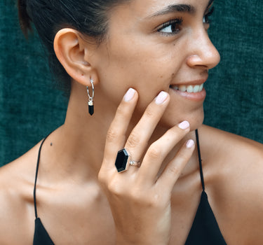 Onyx Point Hoop Earrings