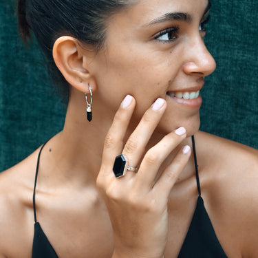 Onyx Point Hoop Earrings