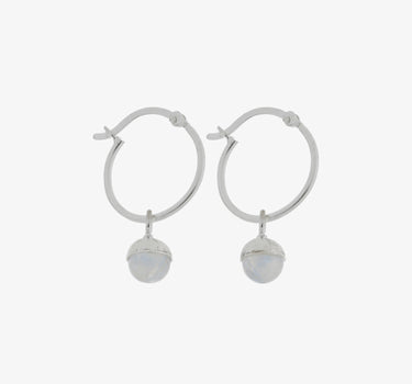 Moonstone Sphere Hoop Earrings