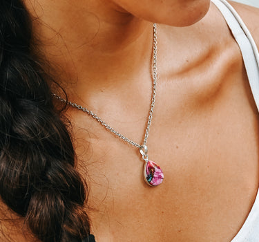 Pink Dahlia Drop Necklace