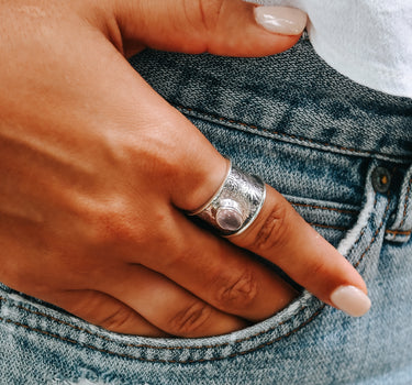 Engraved Rose Quartz Ring