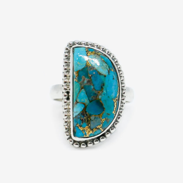 Native American Sterling Blue Ridge Turquoise Bar Ring Size 7.5 For Women 2024