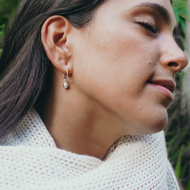 Silver Sphere Hoop Earrings