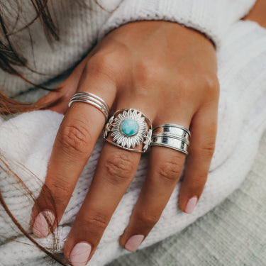 Sunflower Larimar Ring