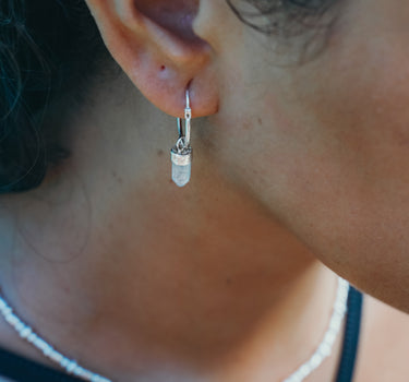 Aquamarine Point Hoop Earrings